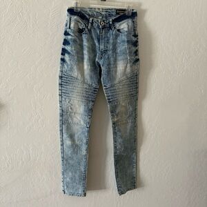 Southpole Jeans Mens 30X32 Blue Denim Skinny Acid Wash Low Rise Retro Hip‎ Hop